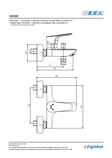 ECA NİOBE BANYO BATARYASI 102102482 - 2