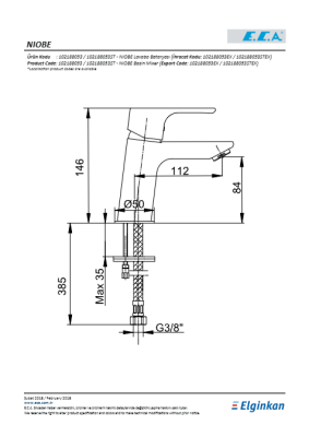 ECA NİOBE LAVABO BATARYASI ARMATÜRÜ - 2