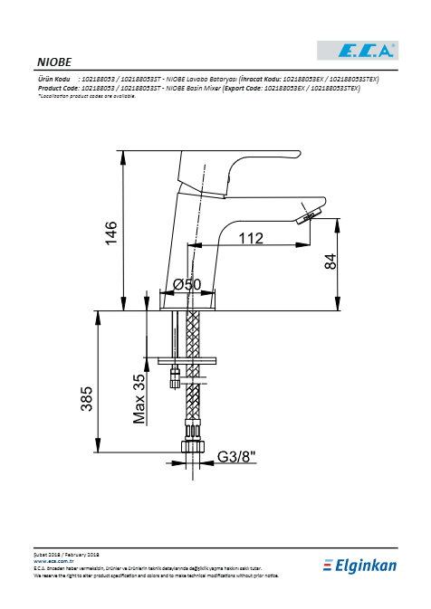 ECA NİOBE LAVABO BATARYASI ARMATÜRÜ - 2
