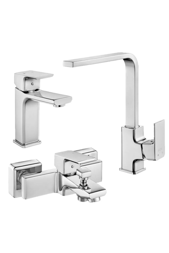 ECA TİERA 3'LÜ SET 20 YIL GARANTİLİ (LAVABO BATARYASI, BANYO BATARYASI, MUTFAK EVİYE BATARYASI) - 1